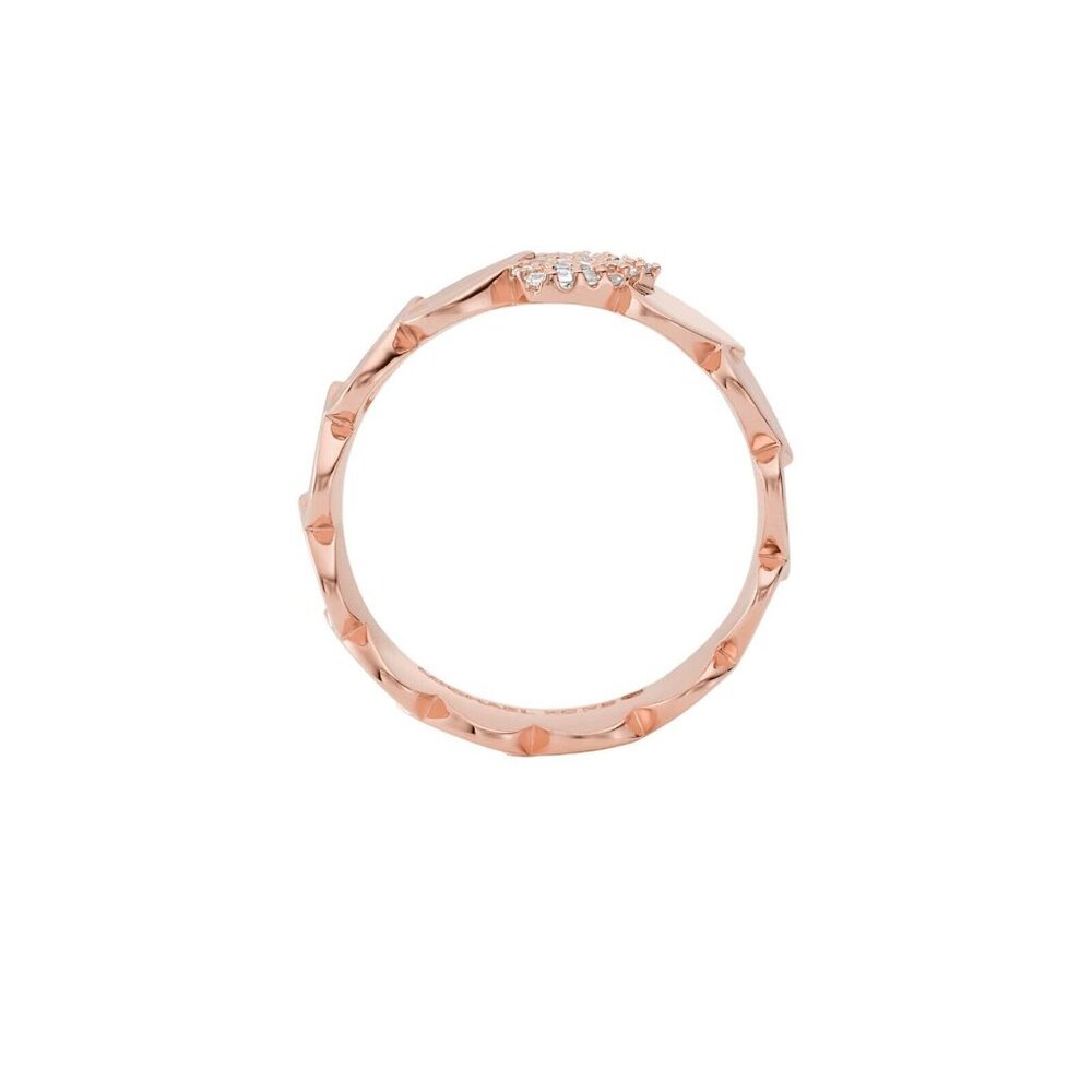 Michael Kors Brass and Pav'e Crystal Heart Band Ring Size: 5 Rose Gold - New - Picture 3 of 5